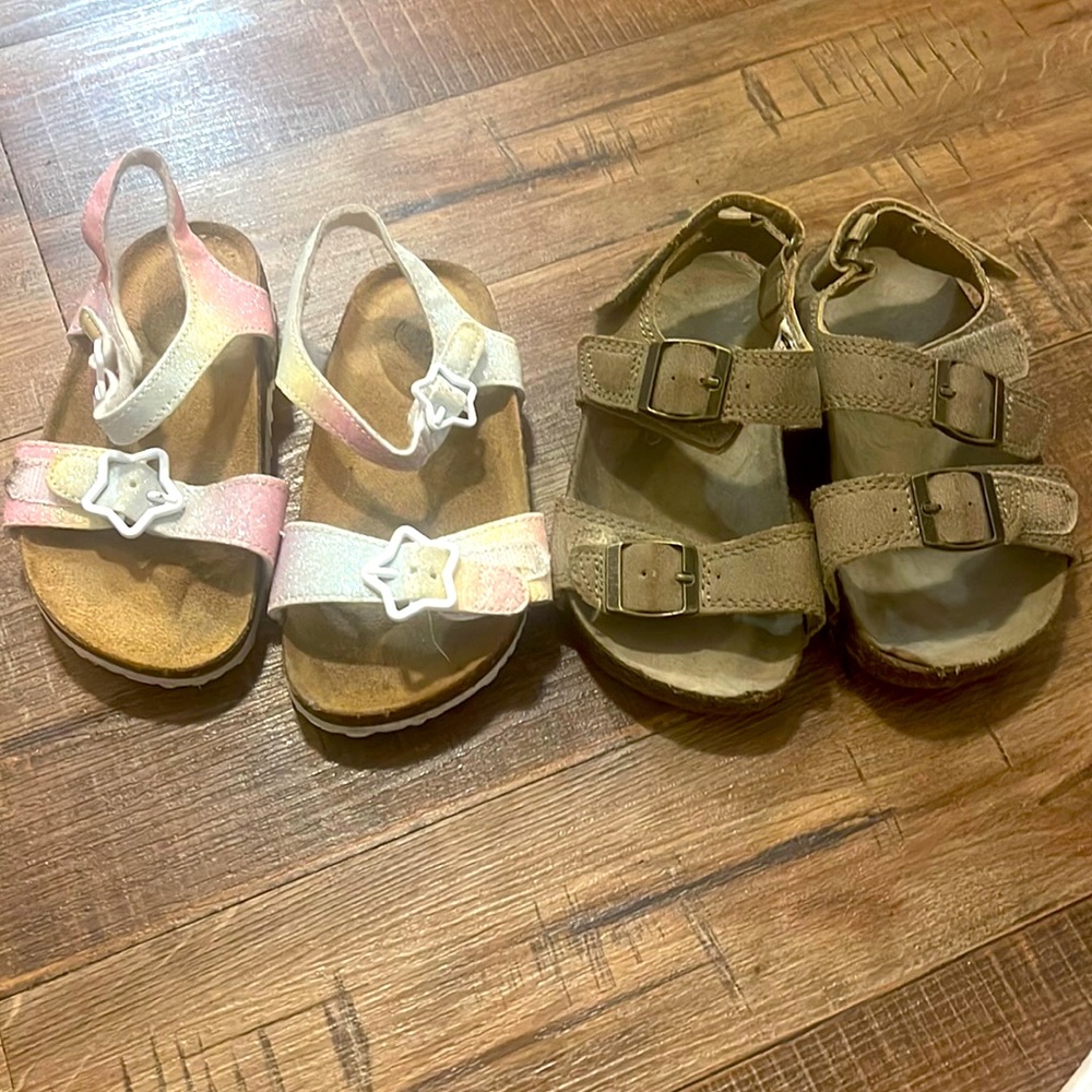 2 pairs Girls Birkenstock style sandals size 9